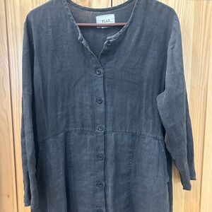 Flax Charcoal Button-Down Shirt for Women
